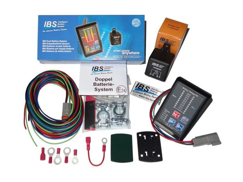 Doppelbatteriesystem E24. Ucontroller. 24 V. Verkabelung + Tk2 Kit. IBS 100A / 24 V-Relais