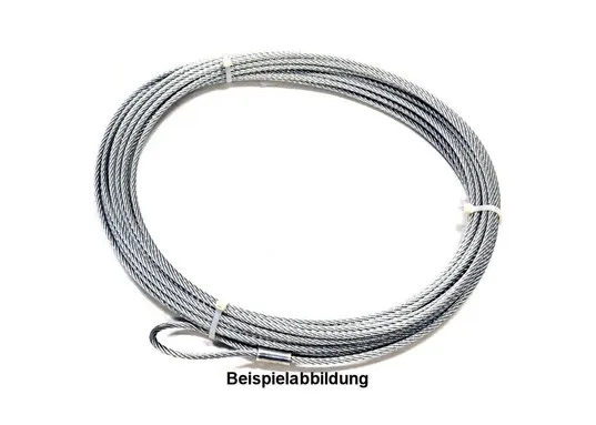 Stahlseil 25 m x 8 mm. 2.5 To. Sika- Haken und Kausche. Kabelschuh