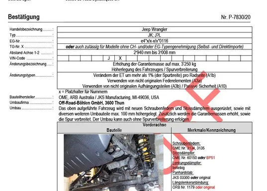 Jeep JL Dtc Auflastung Auf 3106-3256 kg