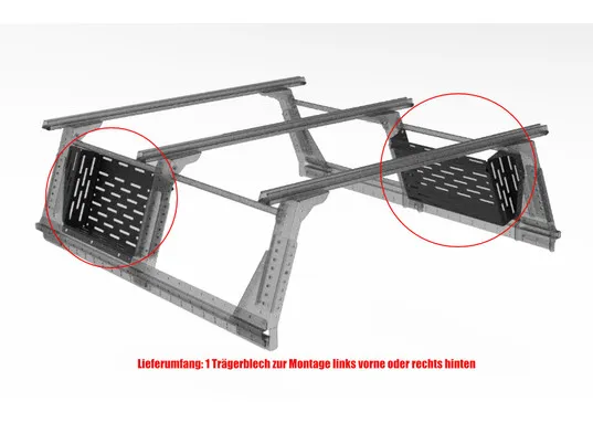 Muli-Rack Trägerblech xtra-Cab. vorne links Bzw. hinten rechts (1 Stk.)