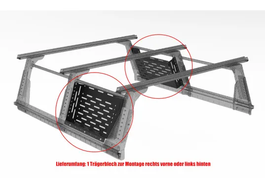 Muli-Rack Trägerblech xtra-Cab. vorne rechts Bzw. hinten links (1 Stk.)