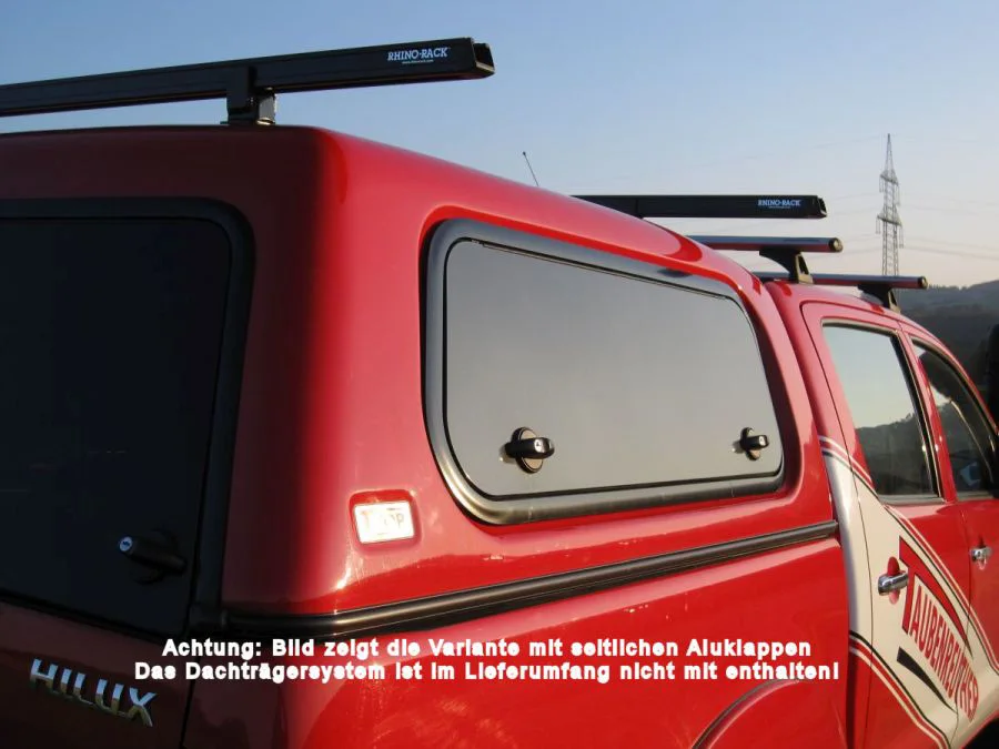 Touring Hardtop für Toyota Hilux '05-16 Doka Flach Seitl. Klappfenster