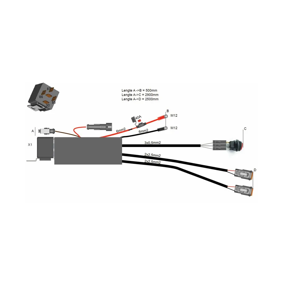 LTPRTZ® LED Kabelsatz 2x Fernscheinwerfer >80W mit H4 Adapter