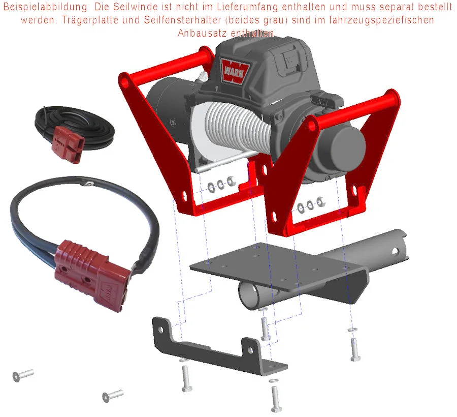 Option Midrange Seilwinden für Hidden Multi-Mount. Inkl Tragegriffe und Kabel