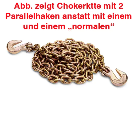 Chokerkette 2 M . Mit 1 Haken und 1 Parallelhaken. Bruchlast 8 T