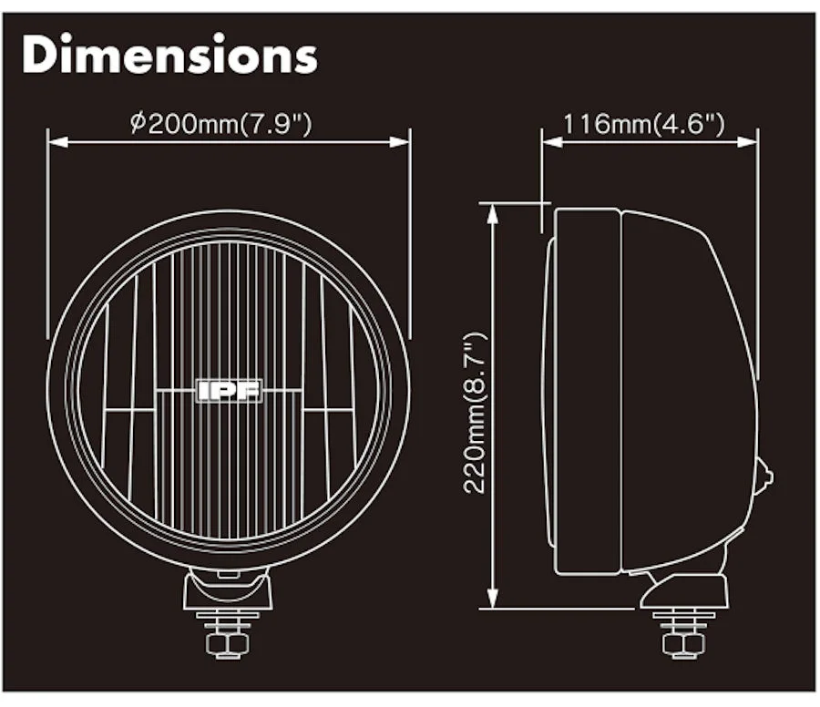 Ipf xenon Scheinwerfer (Stück). 200 mm Fern.