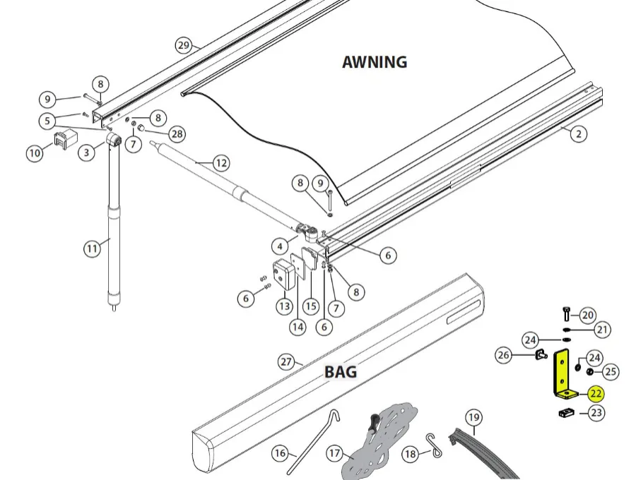 Rhino Rack L-Halter Sunseeker Markise für 50-032132 & 50-032133 (1 Stk)