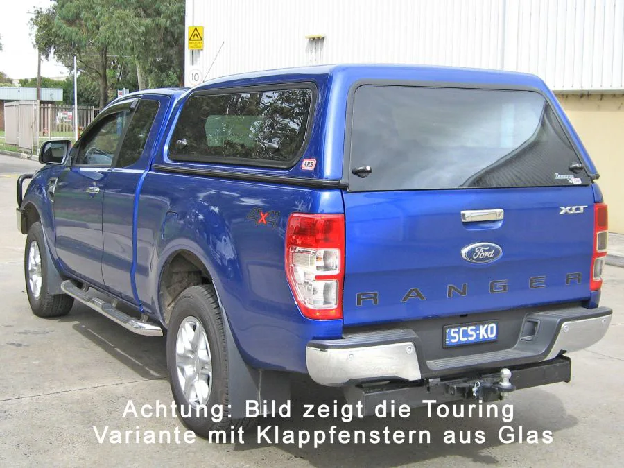 Co mmercial Hardtop Ford Ranger '12-'23. 2ab Ec Flach. Glatt. Seitl. Alu-Klappen