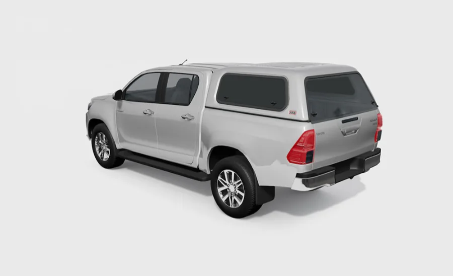 Commercial Hardtop für Toyota Hilux ab 16 Doka flach, glatt, seitl. Aluklappen