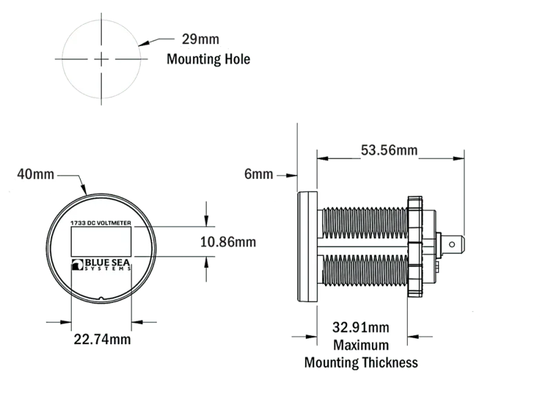 BlueSea - Voltmeter 8-36 VDC