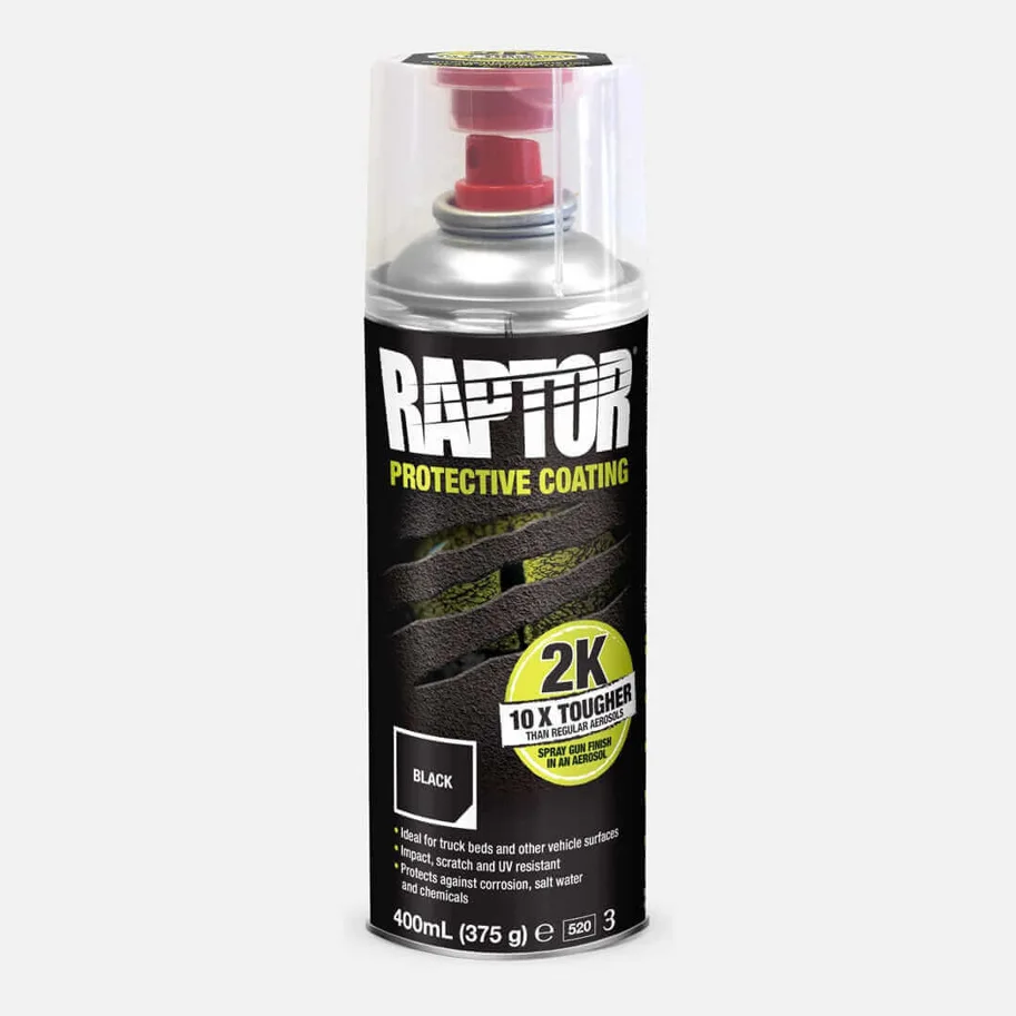 horntools RAPTOR 2K Spraydose - 400 ml mit Härter - Schwarz 6 Stück