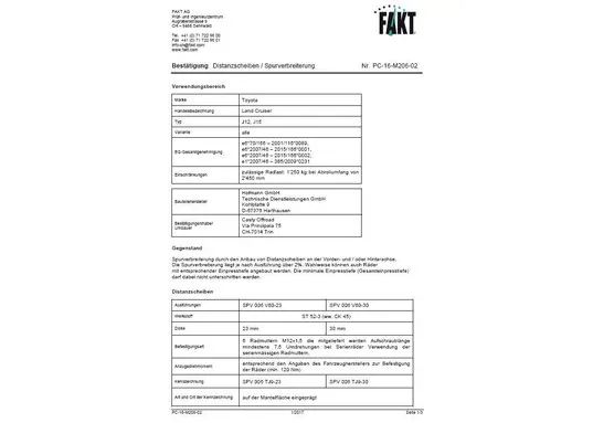 Spurverbreiterung toyota J12/J15 Distanzscheiben