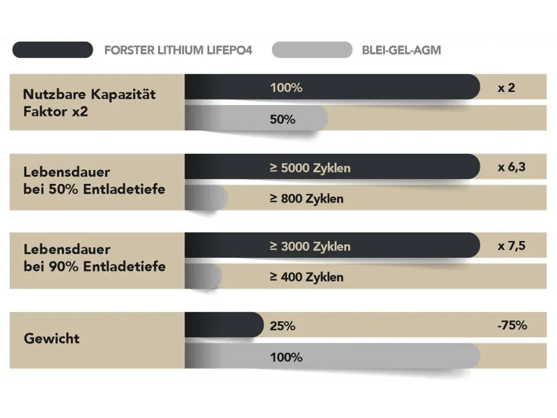 Forster LiFePO4 Lithium-Batterie 12 V 200 Ah High Power