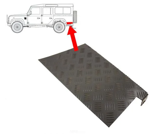 Riffelblech Schutz für Seitenteile hinten rechts und links schwarz passend für Defender 110