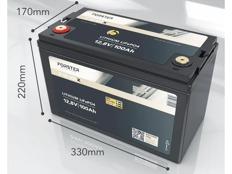 Forster LiFePO4 Lithium-Batterie 12 V 100 Ah High Power mit 500 A Mess-Shunt & Bluetooth