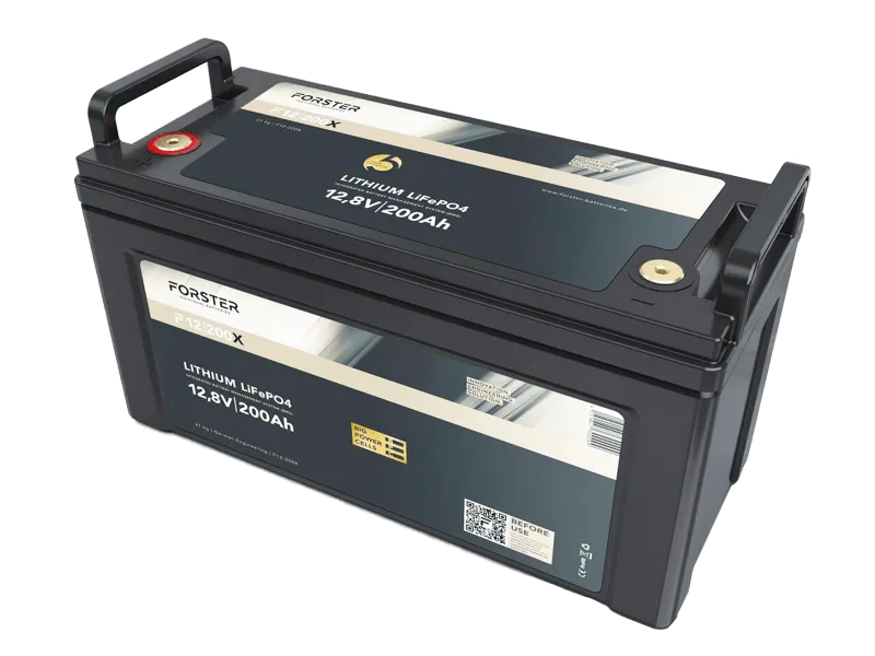 Forster LiFePO4 Lithium-Batterie 12 V 200 Ah High Power – Mit 500 A Mess-Shunt und Bluetooth-Überwachung