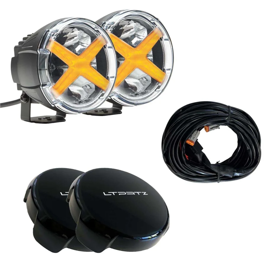 LTPRTZ® Bundle 2x X-Type 5 Zoll AMBER + Kabelsatz + Abdeckkappen