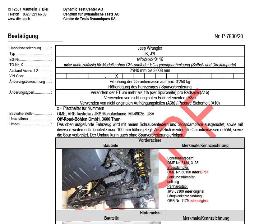 Jeep JL DTC Auflastung Auf 2850 kg