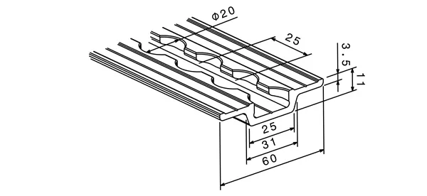 Aj-Airline Schiene, Aluminium, 1997 mm Standard, Mit Flügel, 60 mm