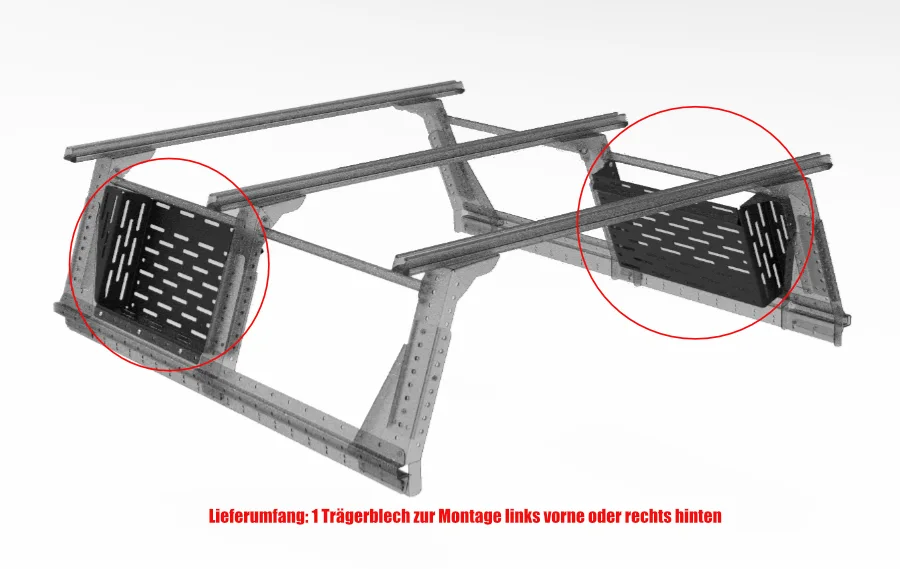 Muli-Rack Trägerblech Xtra-Cab, vorne links bzw. hinten rechts (1 Stk)