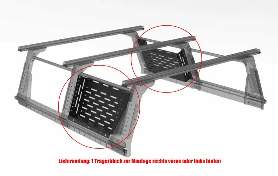 Muli-Rack Trägerblech Xtra-Cab, vorne rechts bzw. hinten links (1 Stk)